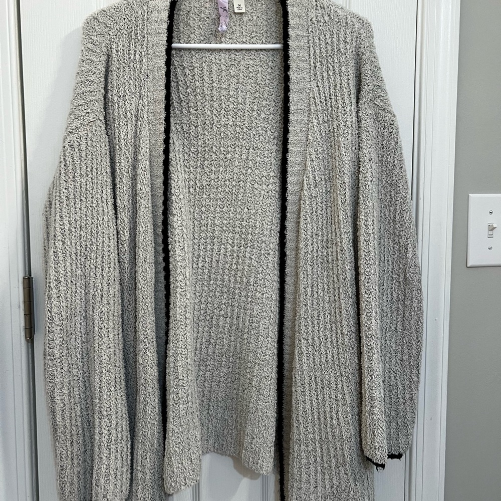 Cozy Gray Open-Front Sweater